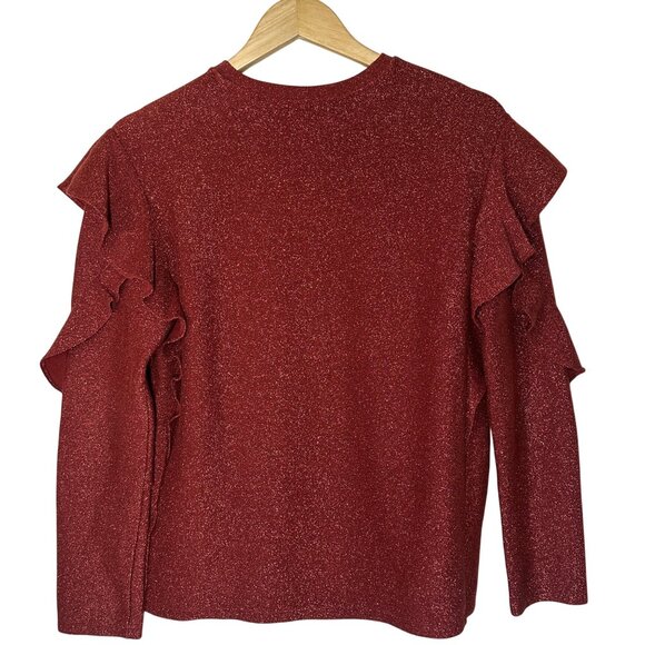 Scotch & Soda Metallic Thread Ruffle Top Womens Size S fits M Party Maximalist - Picture 9 of 9